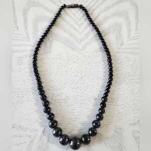 Vintage Black Onyx Beaded Necklace